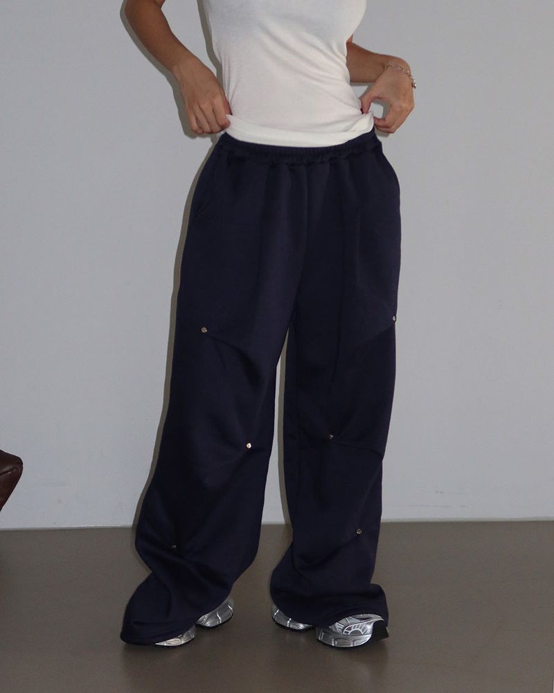 8 color napping pintuck banding wide pants