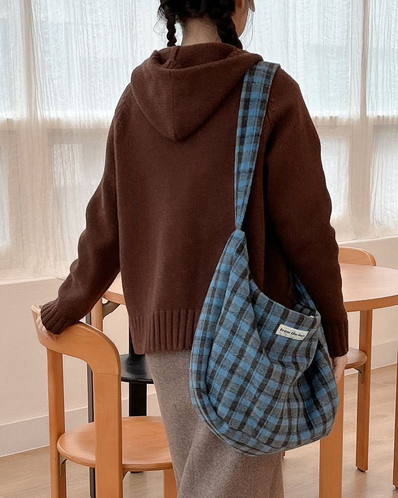 【MADE】Checkered wool big cross bag