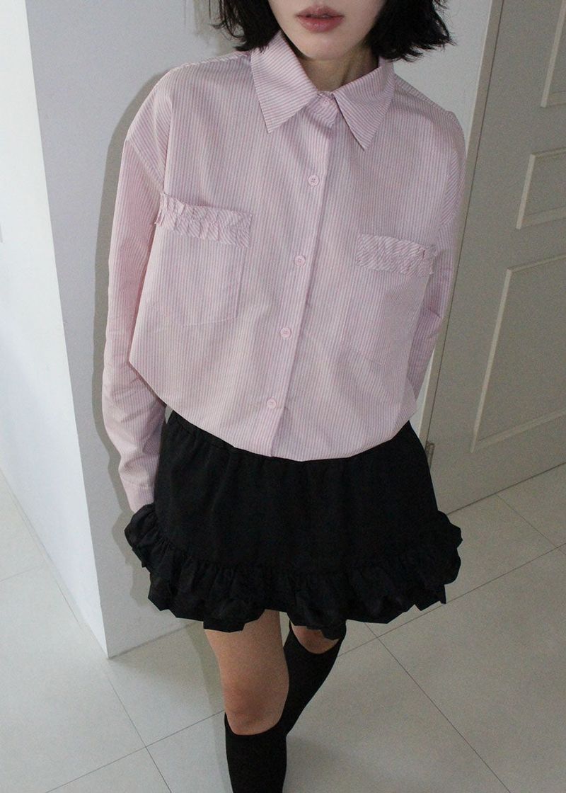 STRIPE FRILL SHIRT