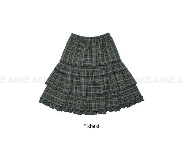 CHECK TIERED FRILL SKIRT