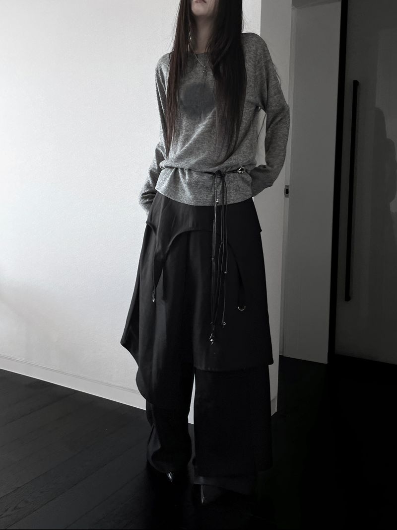 dust D-ring asym midi skirt (2color)