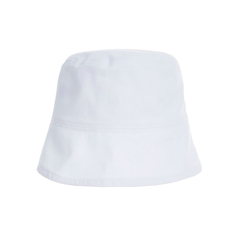 Label drop over fit bucket hat WHITE