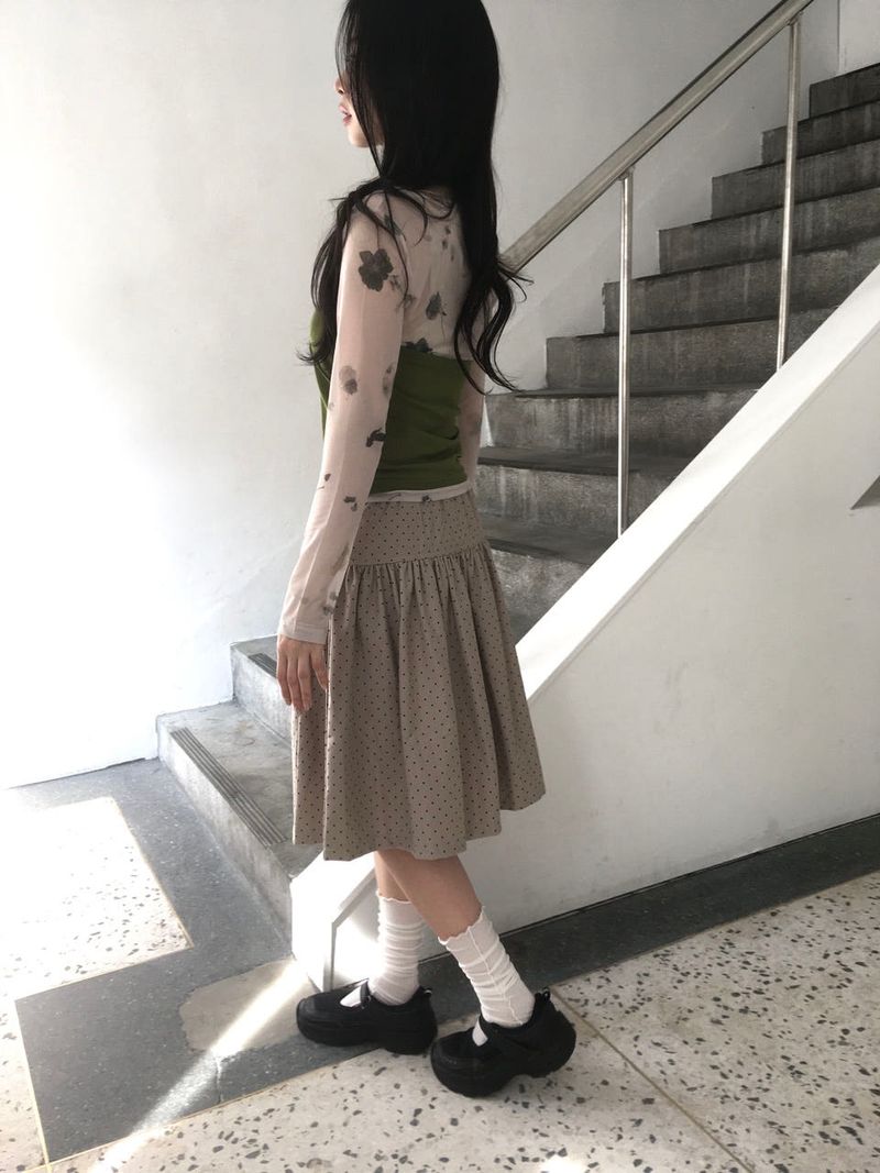 ドット ミディスカート