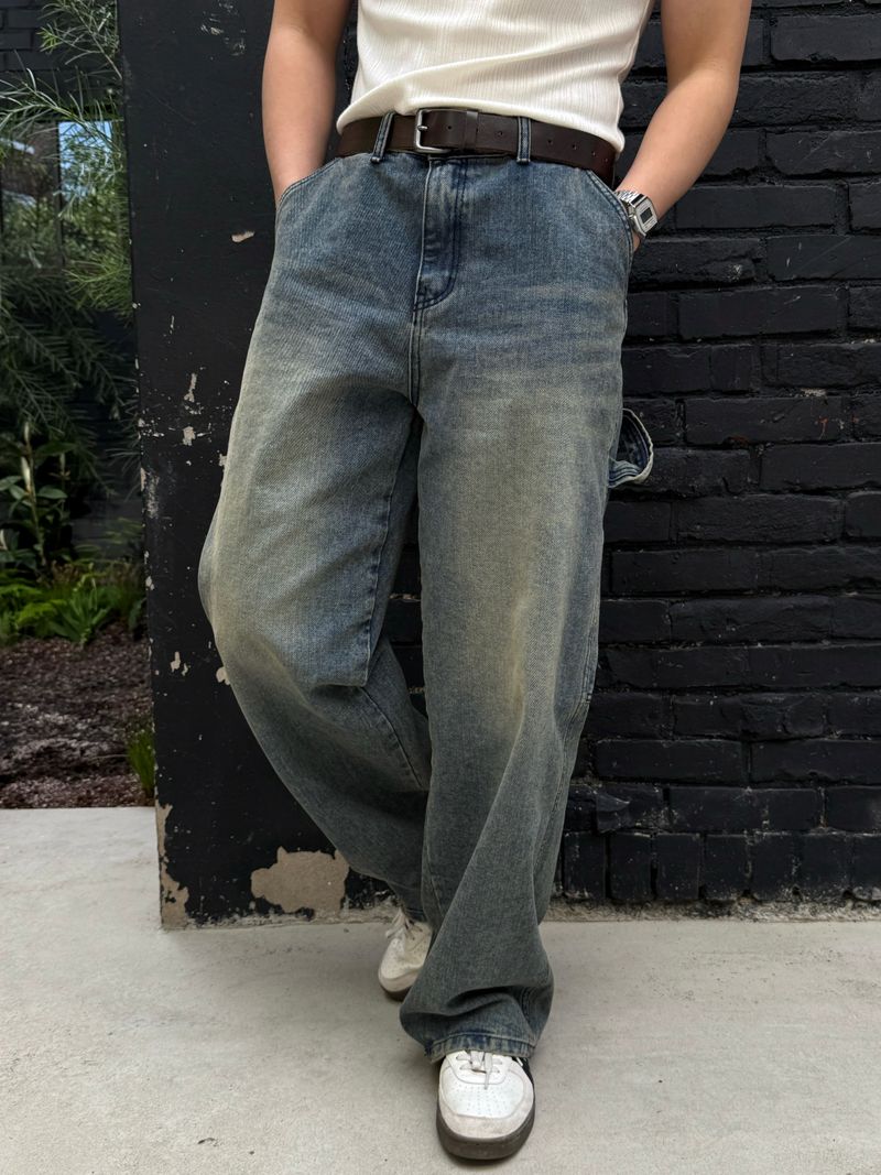 Dying patch carpenter denim