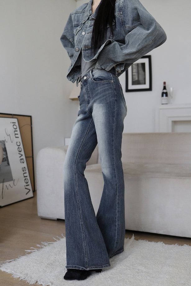 Vintage Washing Crop Denim Jacket
