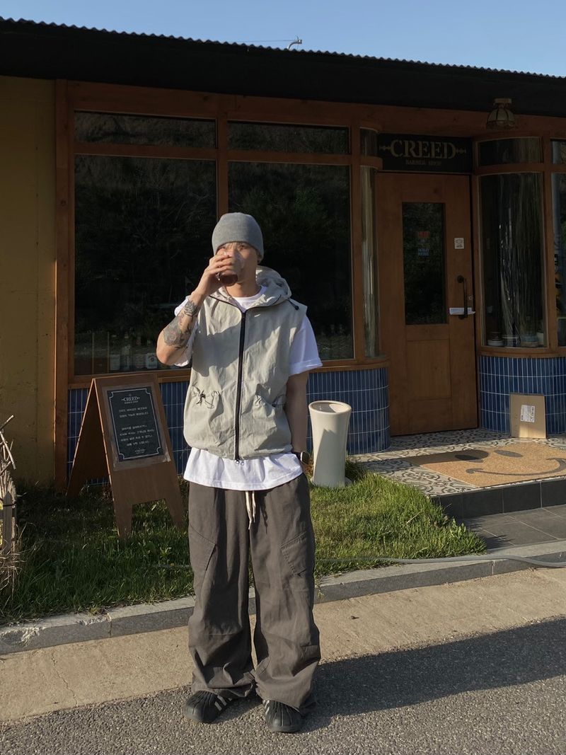 Nylon Pocket Hooded Vest 3C