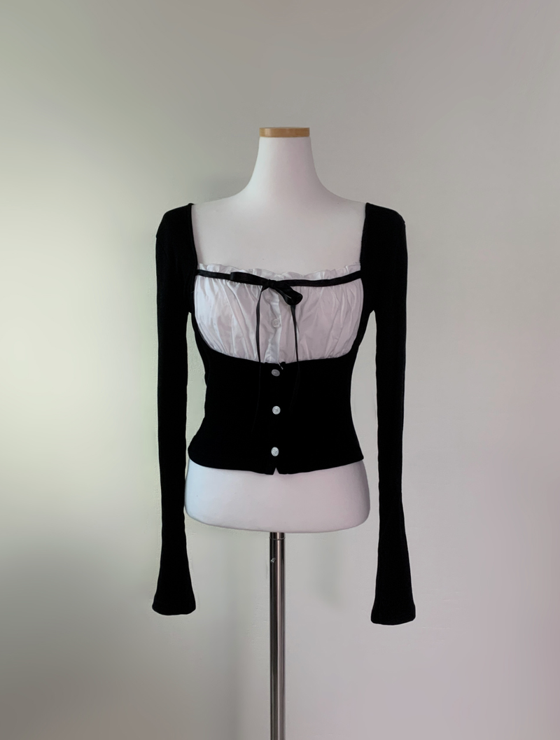 Venela Ribbon Square Top (black)