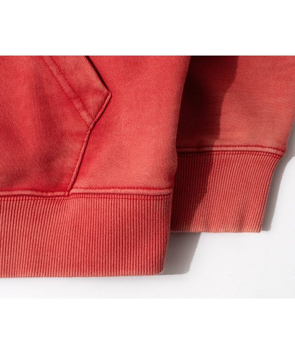 OC Slogan Washed Zip-up hoodie (Red)