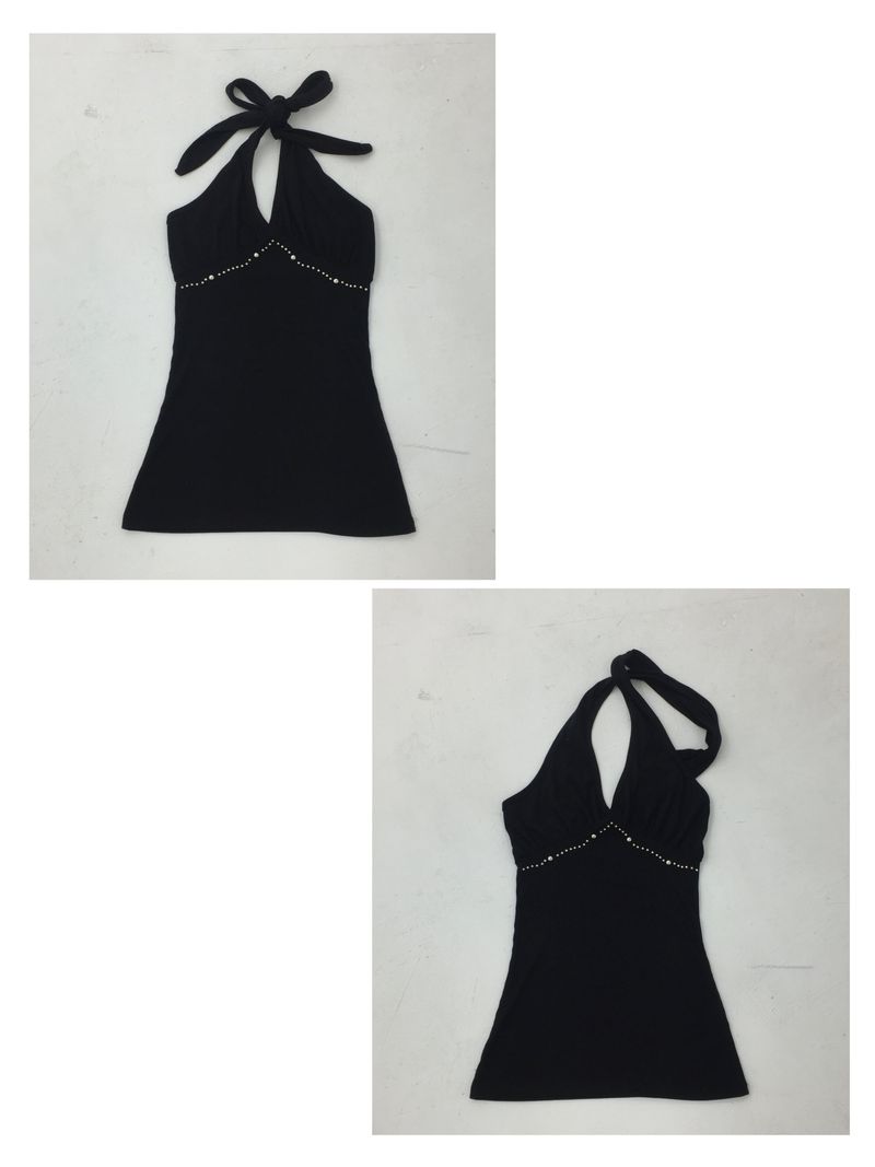 Vintage Stud Ribbon Halter Top