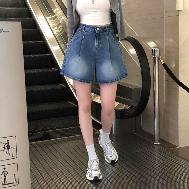 [BELLIDE MADE] Pintuck A-line denim shorts