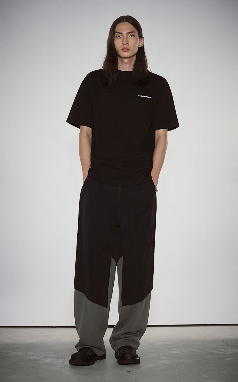 PIPPING MIX PANTS_BLACK
