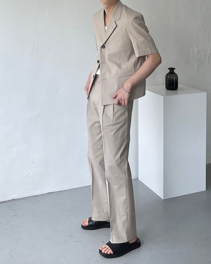 ECT linen two-tuck long pants slacks (2 colors)