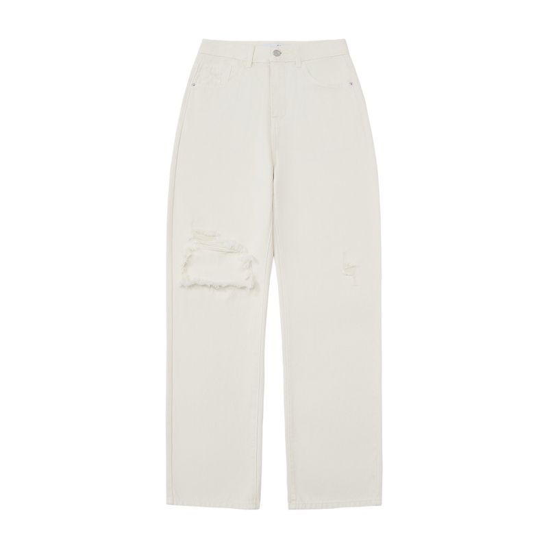 DESTROYED SLIM WIDE FIT DYING PANTS_ Cream White code 6836