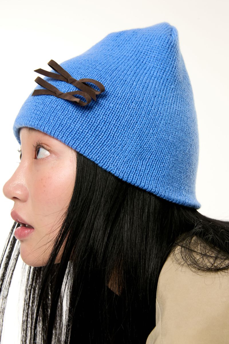 MINI RIBBON BEANIE / BLUE