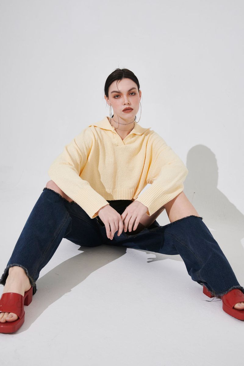 ORGANIC COTTN COLLAR KNIT