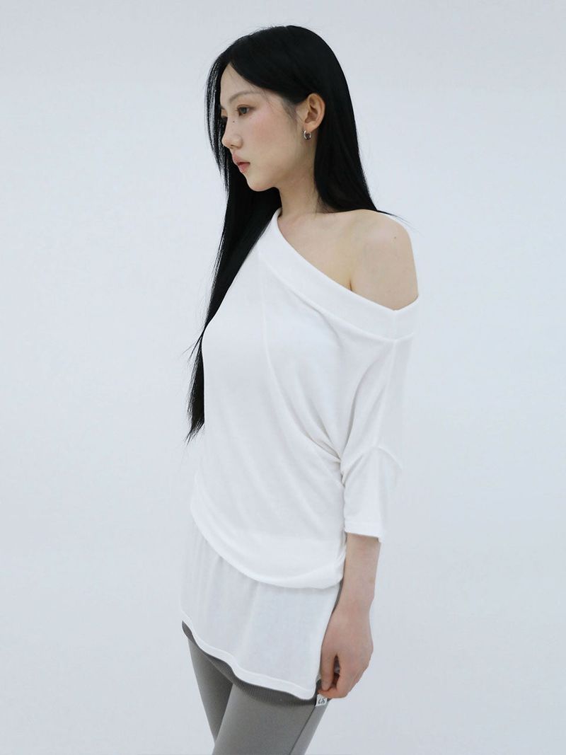 DRAPE BAND OFF SHOULDER TOP(IVORY)
