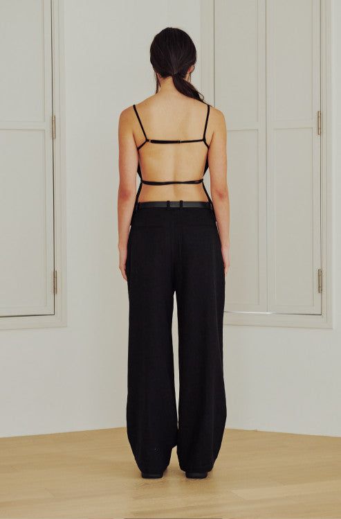 Linen Wide Pants (BLACK)