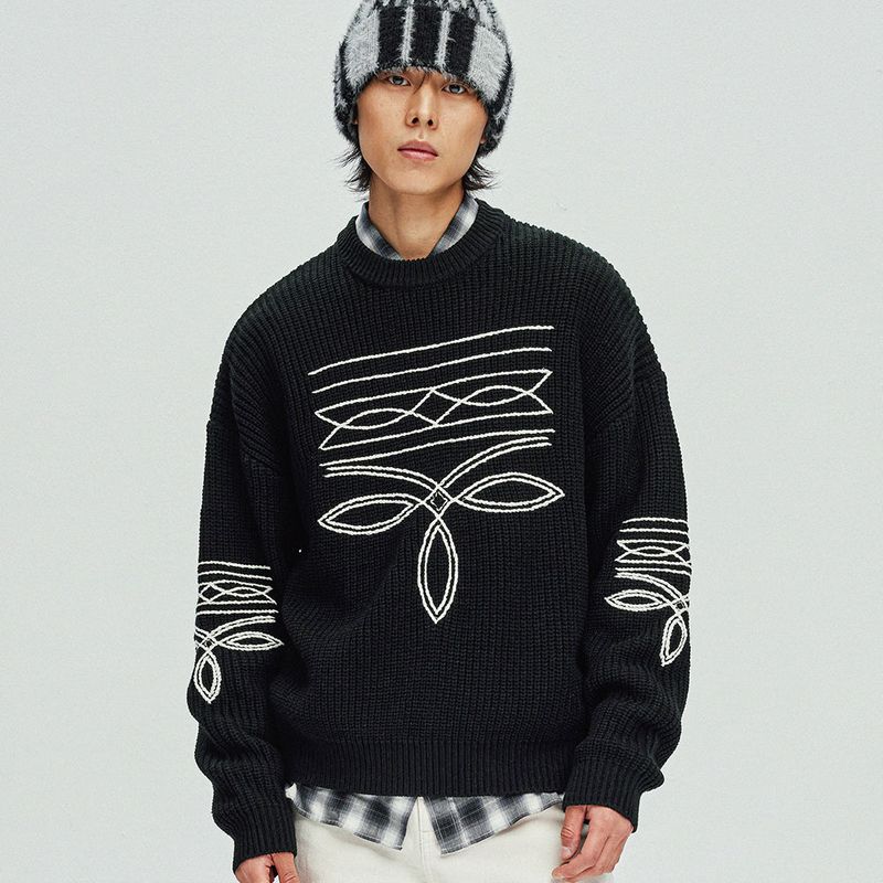 KND（ケイエンド）の「western stitch sweater black（Tops）」