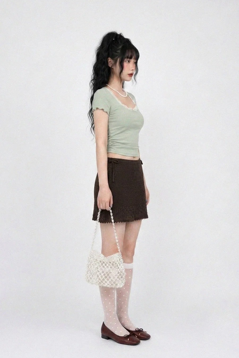 RUFFLE-TRIM RIBBED BABY TEE (4COLORS!)