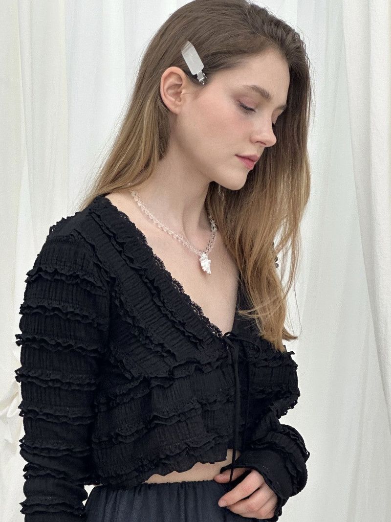 LACE STRAP CARDIGAN / IVORY