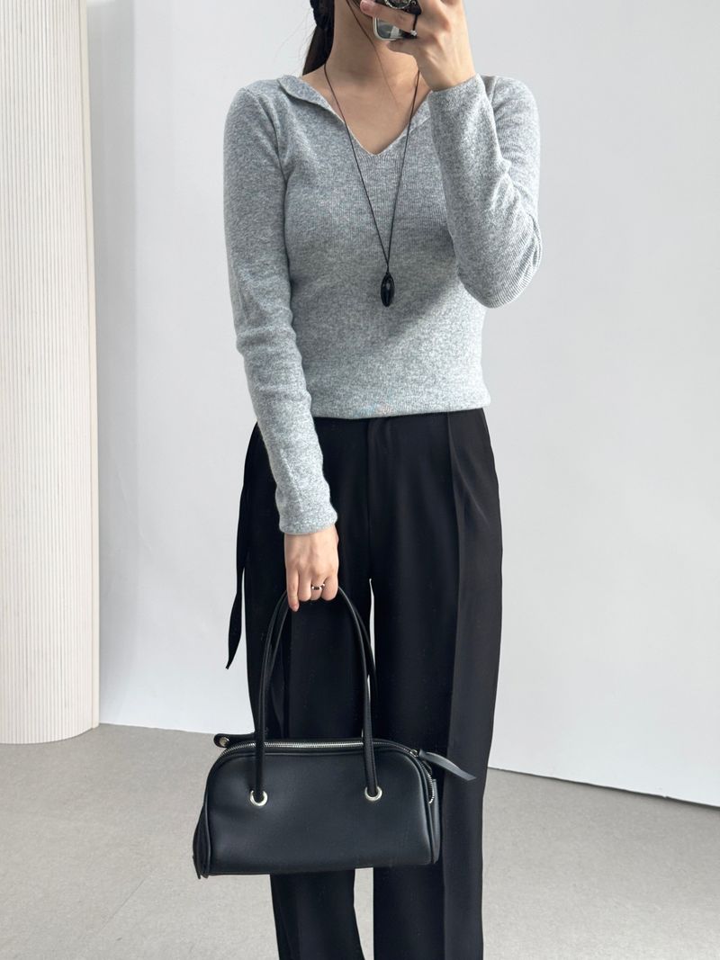 Lucen Strap Pintuck Semi-Wide Slacks Pants