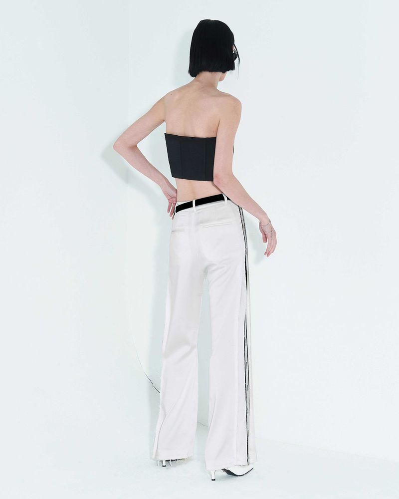 Raw Edge Button Tube Top _ Black