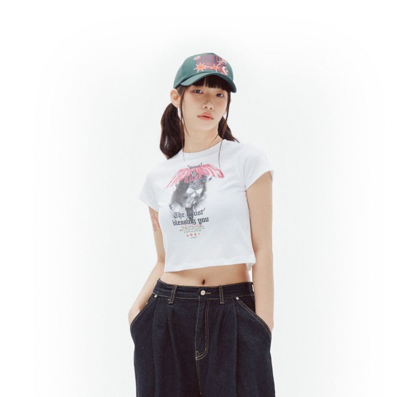 RDVZ(ランデブー)の「スカルバンドクロップTシャツ(トップス)」