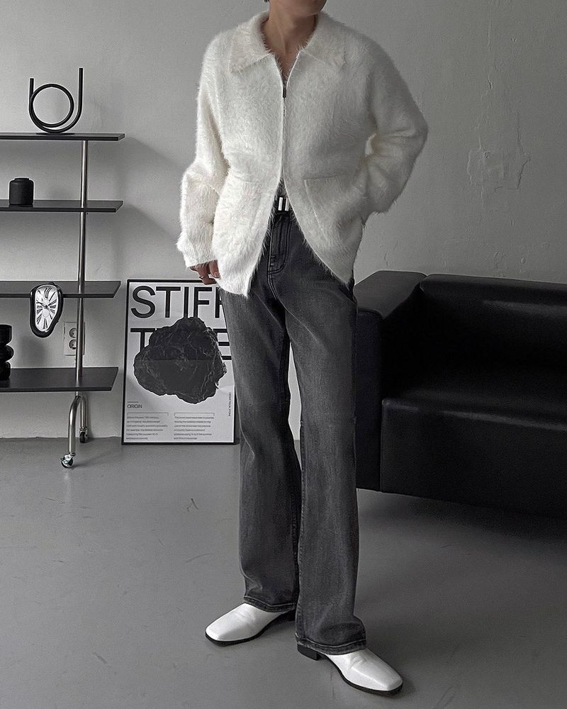 OA Blanc Angora Pocket Zip-Up (3 colors)