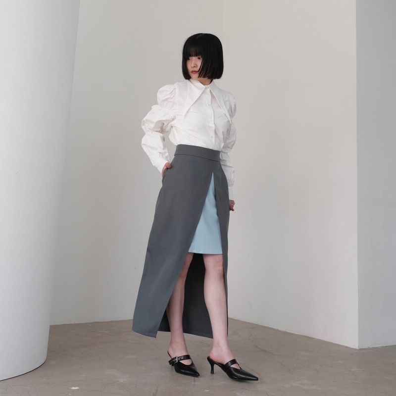 layered slit skirt