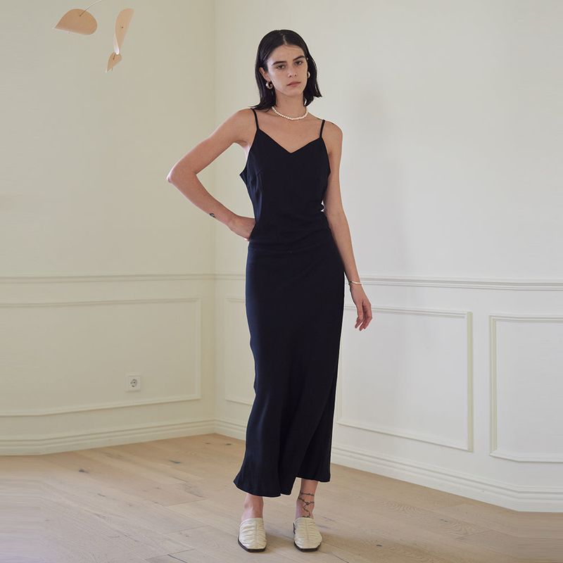 TMO BY 13MONTH（ティーエムオーバイサーティーンマンス）の「SLIP ONE PIECE (BLACK)（Dresses）」