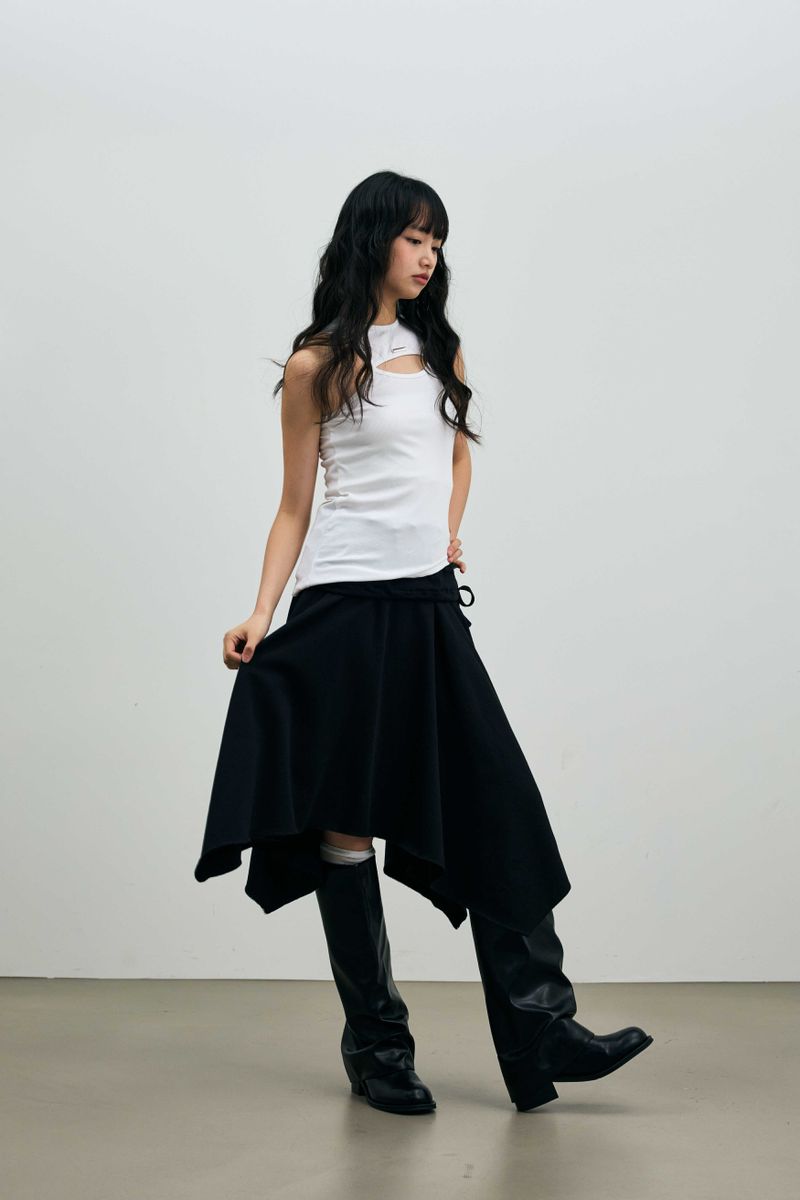SILENT MIRAGE SWEAT SKIRT / BLACK