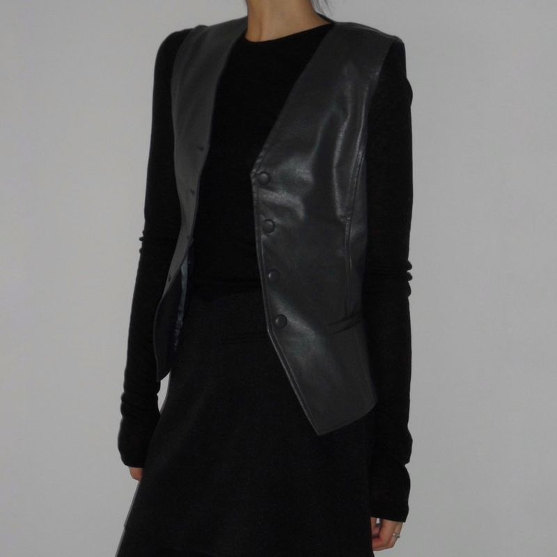 Button Leather Vest - 2colors