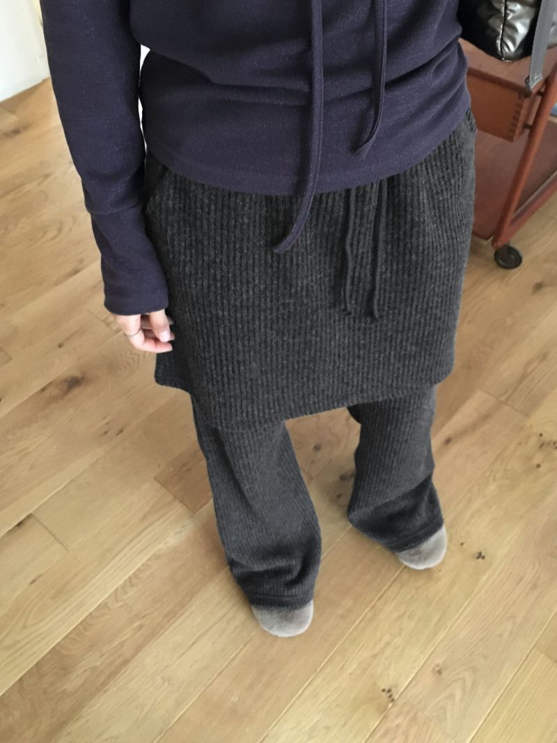 Fisha brushed ribbed skirt pants wide bootcut pants