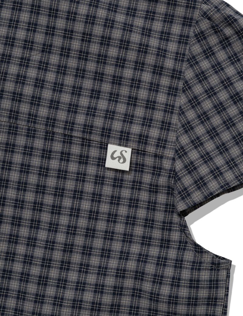 CHECKERED DOUBLE BLOUSE(NAVY)