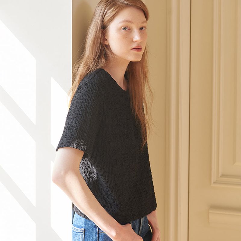 CORCA（コルカ）の「Wrinkle Crop Tee Black（Tops）」