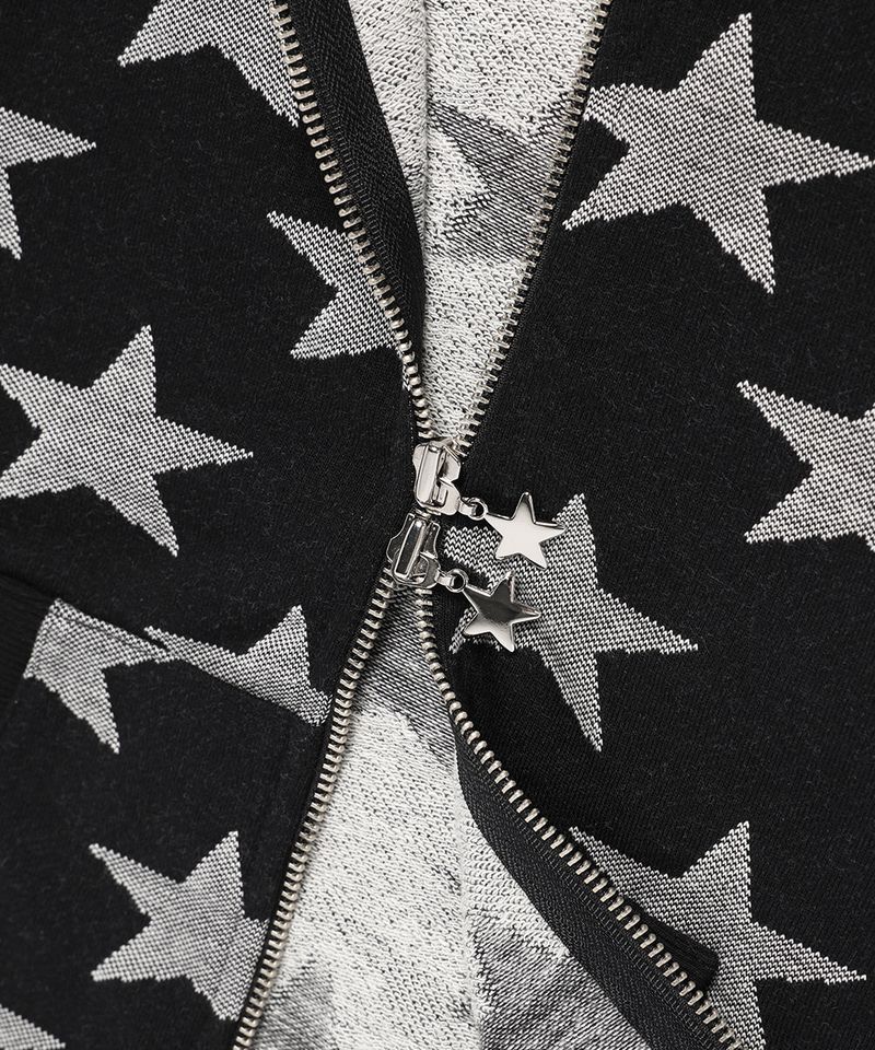 W RAGLAN STAR ZIP UP HOODIE BLACK(CV2FFFM482A)