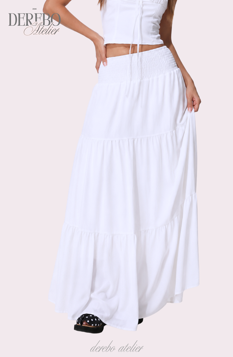 Shirring bustier long skirt set-up (set)