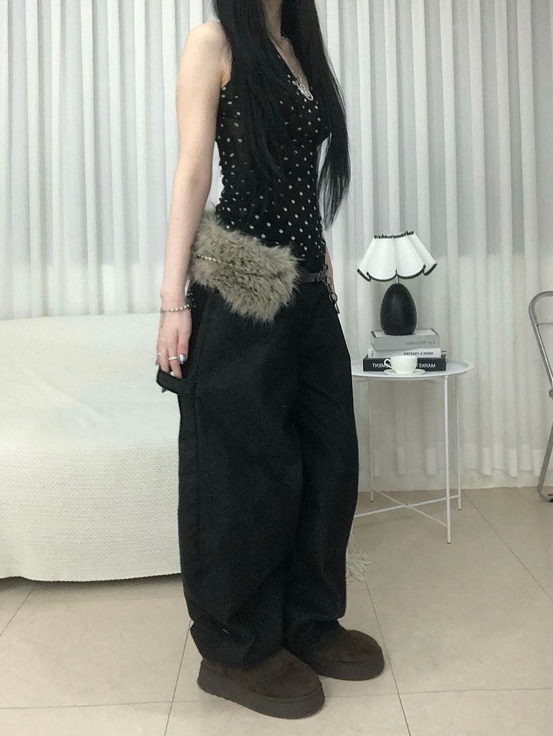 Stud Cross Wide Denim Pants