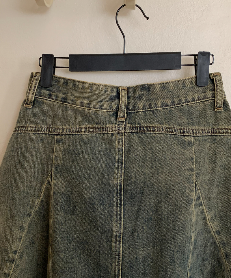 Nairo Unbalance Denim Surgery Midi Skirt