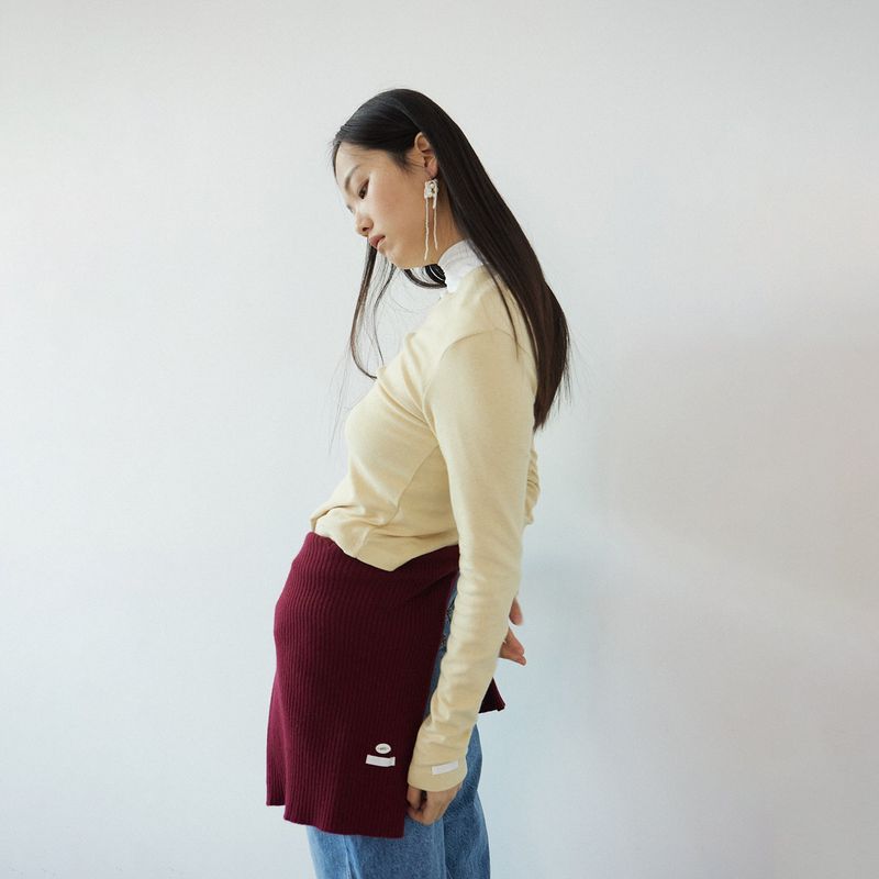 Wool V-neck daily long sleeve_yellow