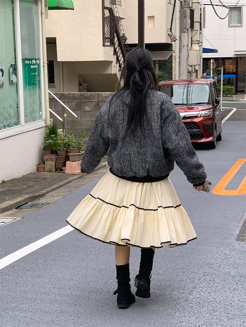 TAPE FLARE RIBBON SKIRT (2C)