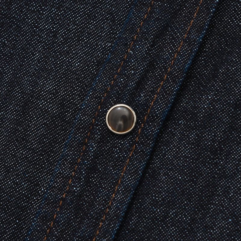 Western linen denim shirts / Dark indigo