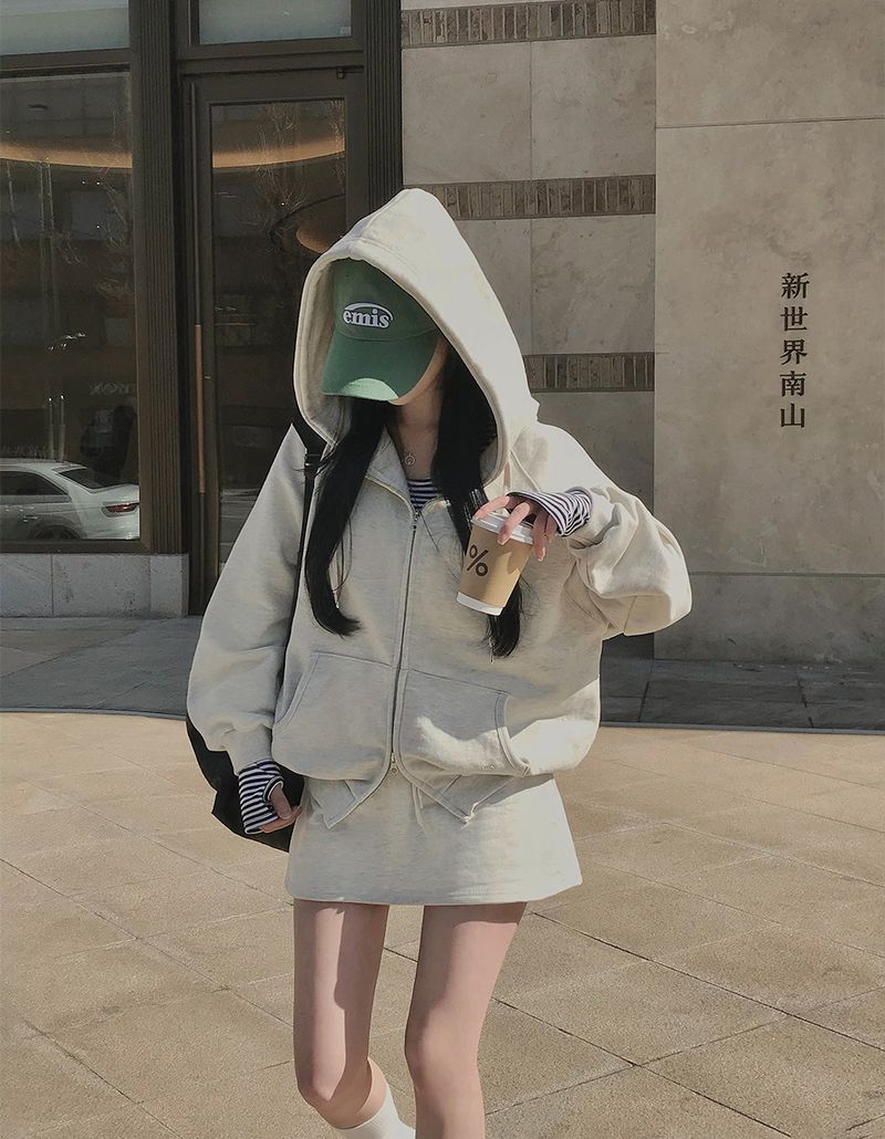 [Bellied made] Movening Color Blocking Two-Way Hooded Zip-up