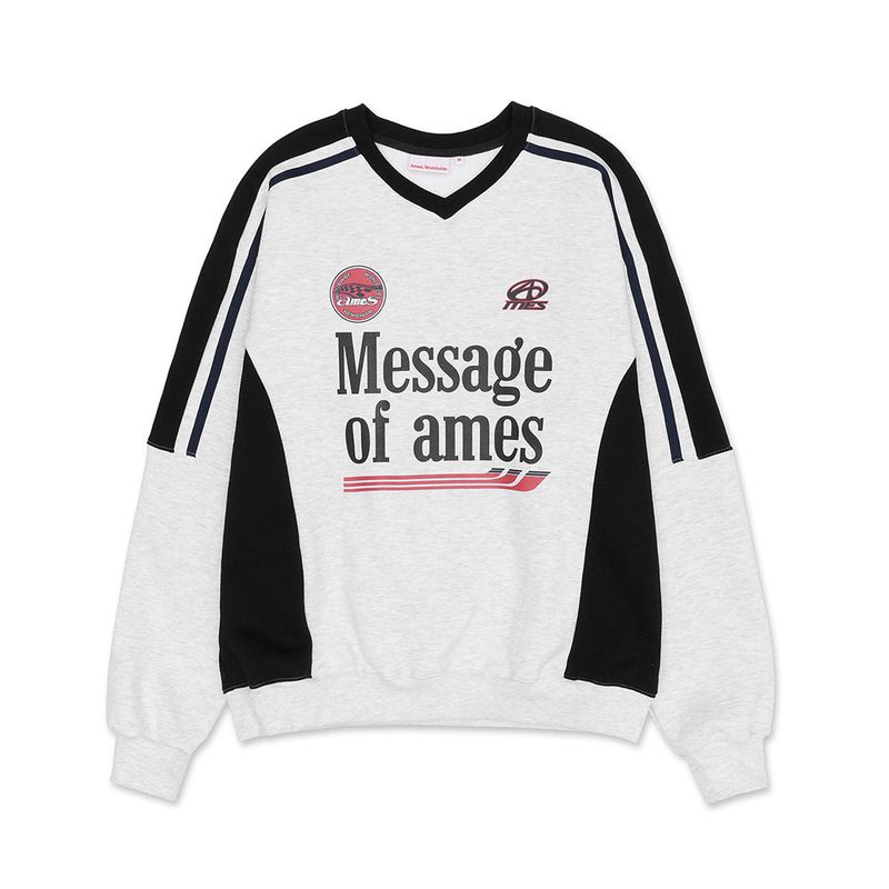AMES WORLDWIDE（アメスワールドワイド）の「V NECK UNIFORM SWEATSHIRT GREY（Tops）」
