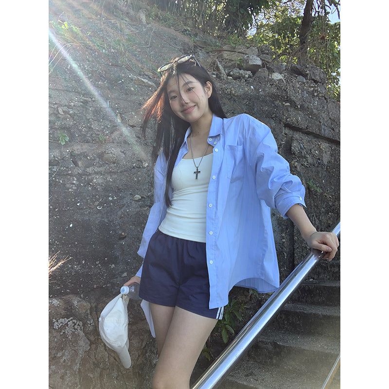 dereborujo（ドレボルゾー）の「Sora Stripe Cool Loose Fit Shirt（Tops）」