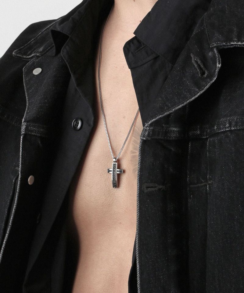 NN-101 Black Line Cross Necklace