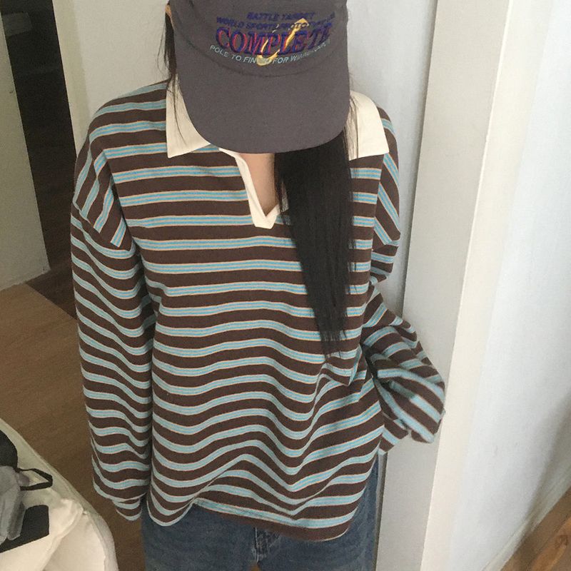 Mato Napping Stripe PK collar Sweatshirt