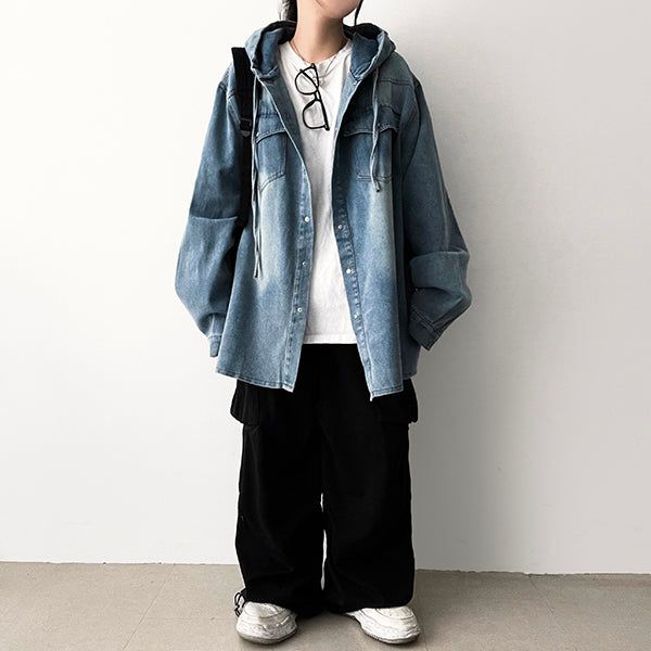 hijjoo（ハイチュー）の「エップルウォッシングボクシーフードシャツジャケット（ジャケット/アウター）」
