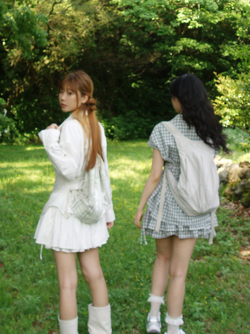 [prts made] side string 2-tier frill short skirt (ivory)