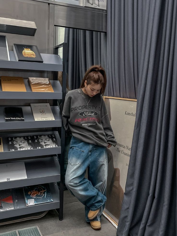 Ford washing oversized printed sweatshirt